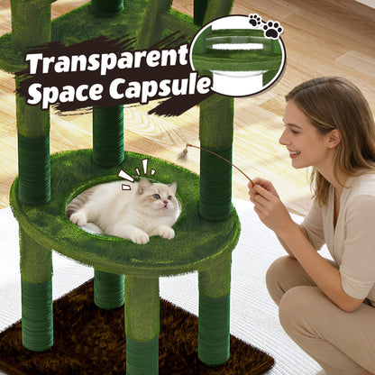 72in cactus cat tree tall cat tower in green plush for indoor cats HouseOfZazla on Tampa Home & Garden Store