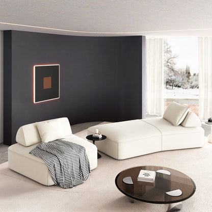 Modern Luxury Oversized Modular Sectional Sofa Set, cream leather-look 2-piece living room set on Tampa Home & Garden Store