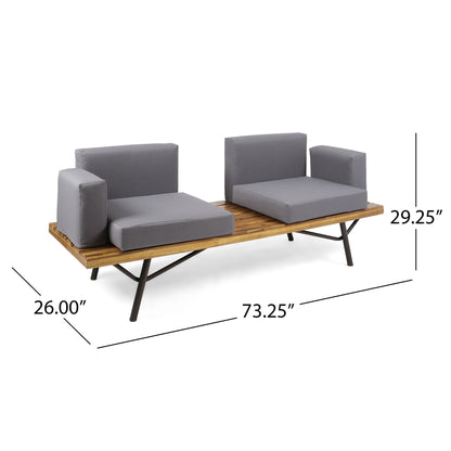 Dark Gray Patio Sofa With Iron Legs and Cushions