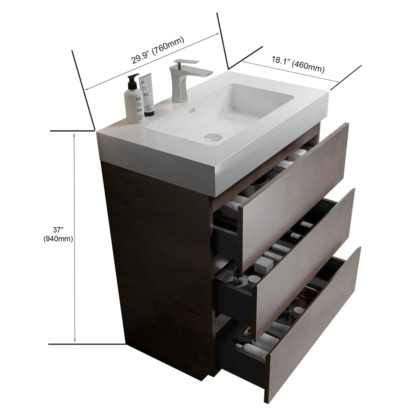 Alice Bathroom Vanity with Large Storage and Sink