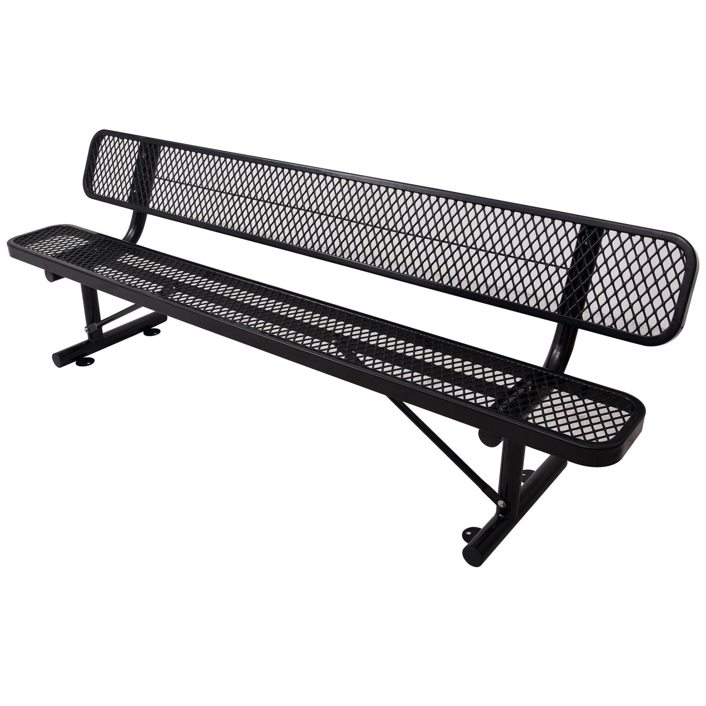 6' outdoor steel bench with backrest, black mesh seat, HouseOfZazla on Tampa Home & Garden Store