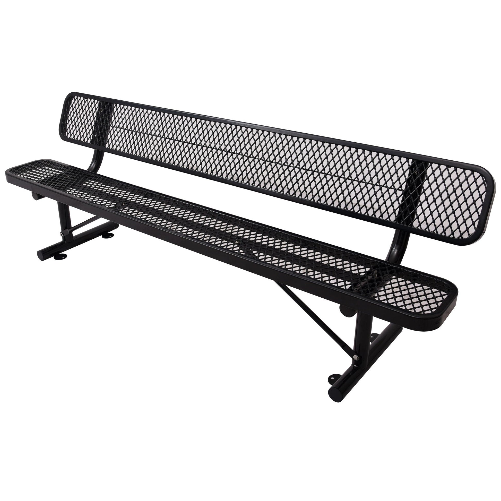 6' outdoor steel bench with backrest, black mesh seat, HouseOfZazla on Tampa Home & Garden Store
