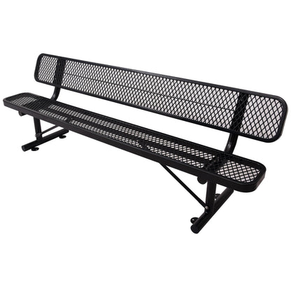 6' outdoor steel bench with backrest, black mesh seat, HouseOfZazla on Tampa Home & Garden Store