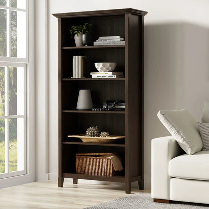 Amherst Five Shelf Bookcase Handcrafted Wood
