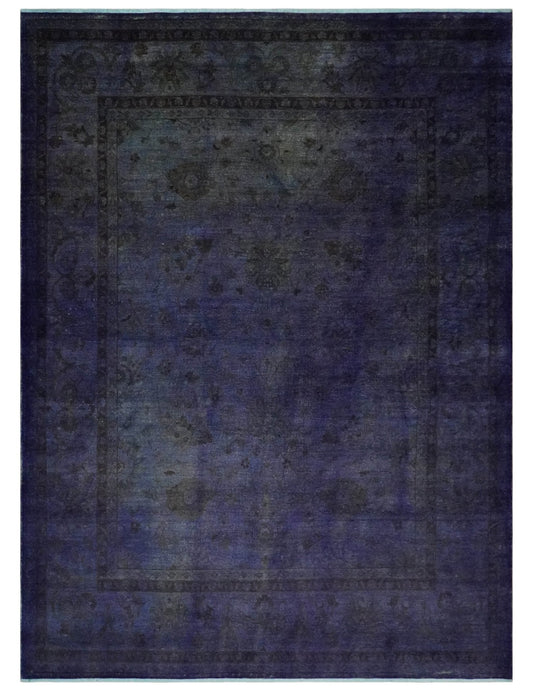 8.4x11.5 Overdyed Royal Dark Purple Hand Knotted Traditional Oushak Wool Area Rug - Tampa Home & Garden Store