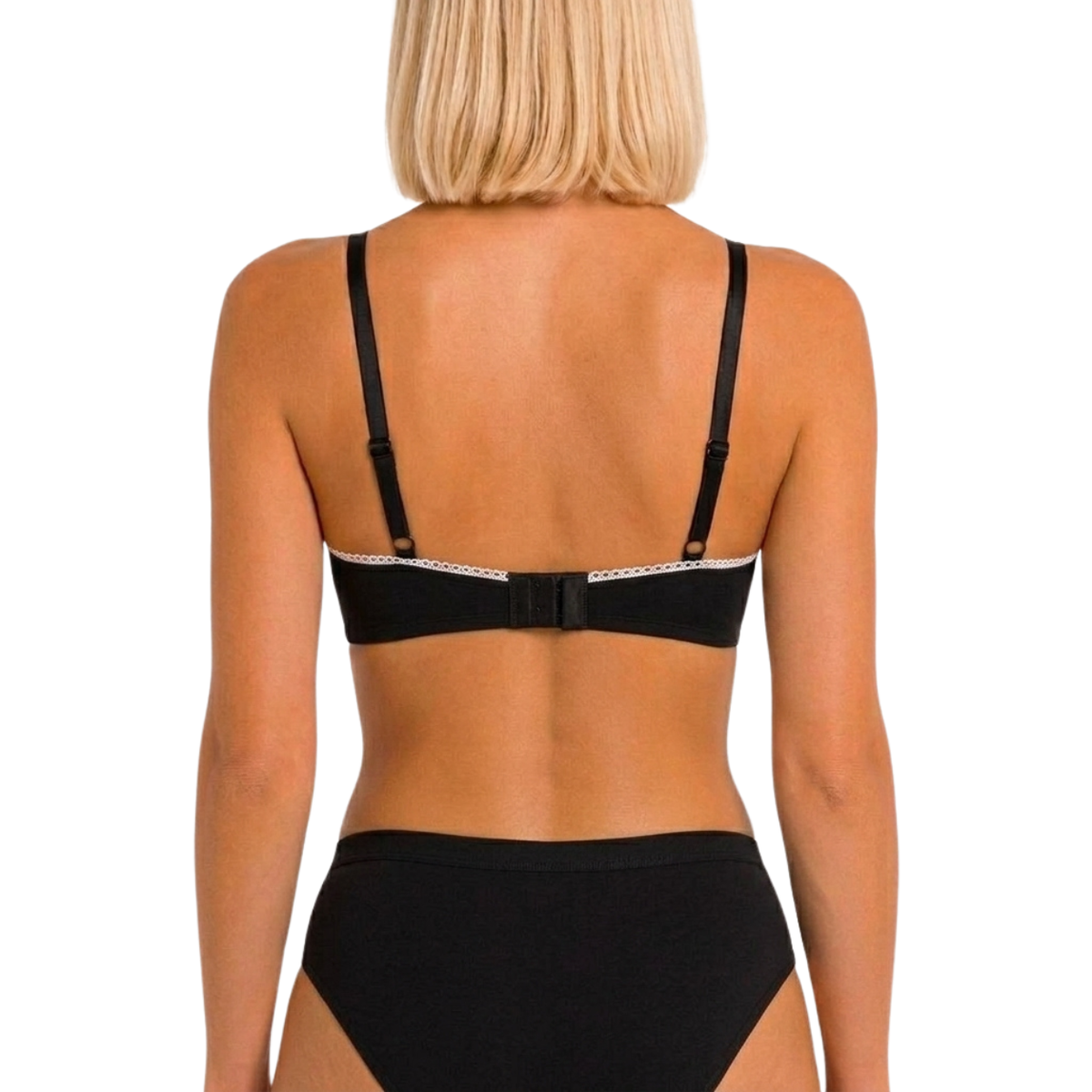Wireless Plunge Bralette in black organic cotton with lace-trim band Net Positive on Tampa Home & Garden Store