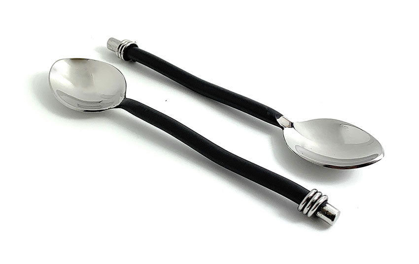Vibhsa teaspoons with black handles and polished chrome bowls, two-spoon display on Tampa Home & Garden Store