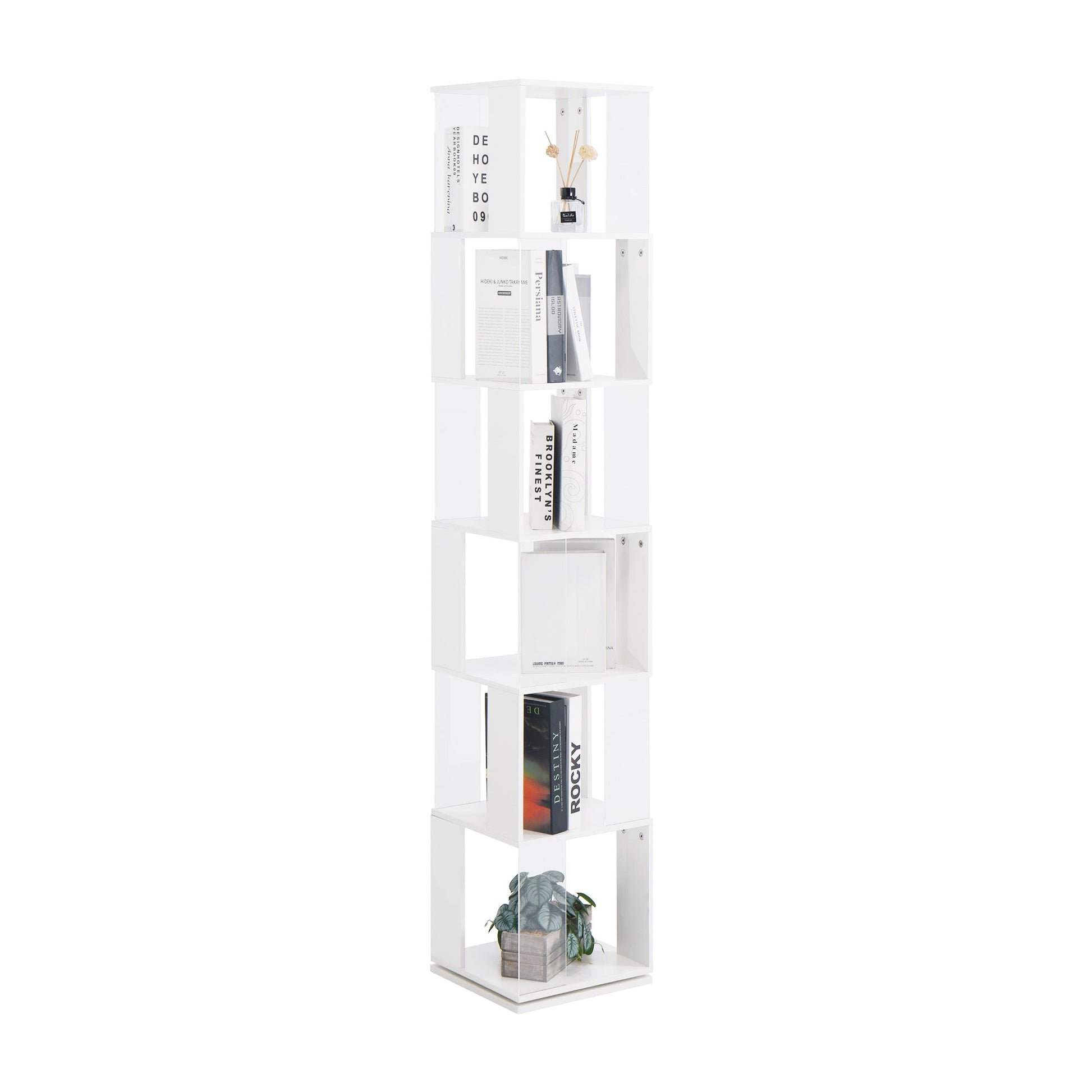 6-layer rotating acrylic board simple bookshelf, multi-functional creative bookshelf for students in the living room - Tampa Home & Garden Store
