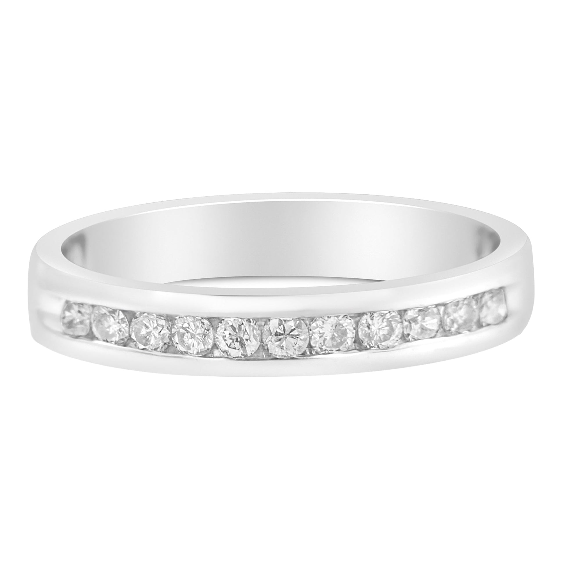 18K white gold 11-stone channel-set diamond wedding band, size 5, E-F color I1-I2 clarity on Tampa Home & Garden Store