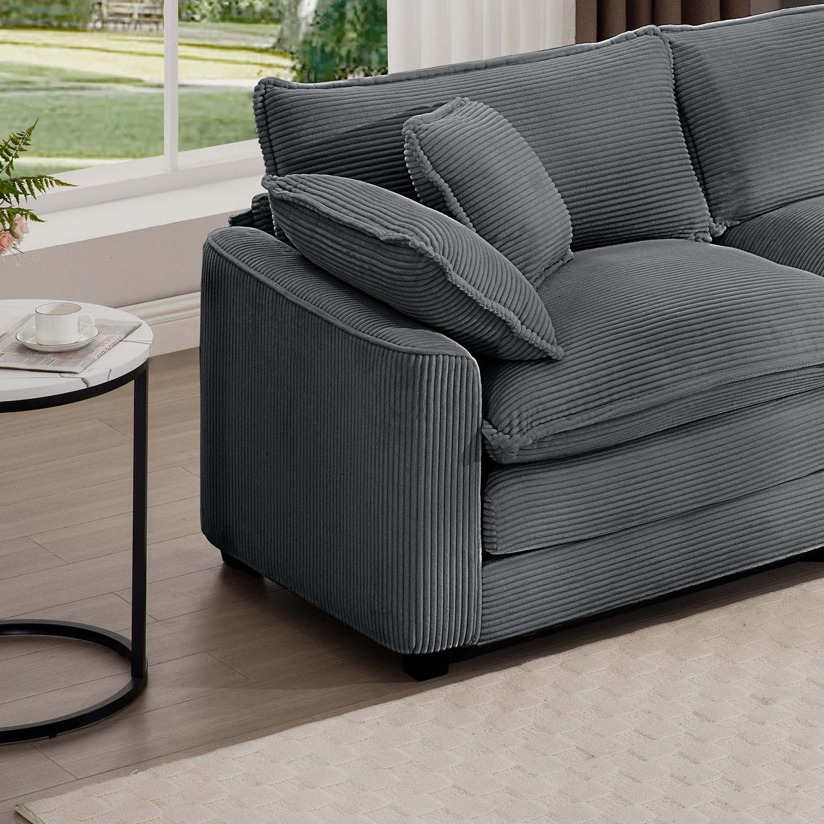 Classic Modern Deep Seat Chair and Footstool Set