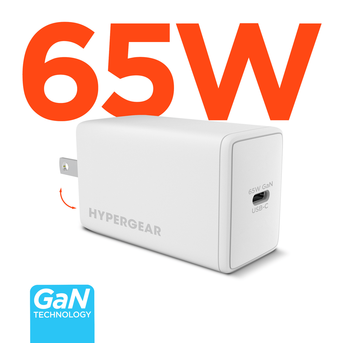 HyperGear 65W GaN USB-C PD PPS laptop charger, white on Tampa Home & Garden Store