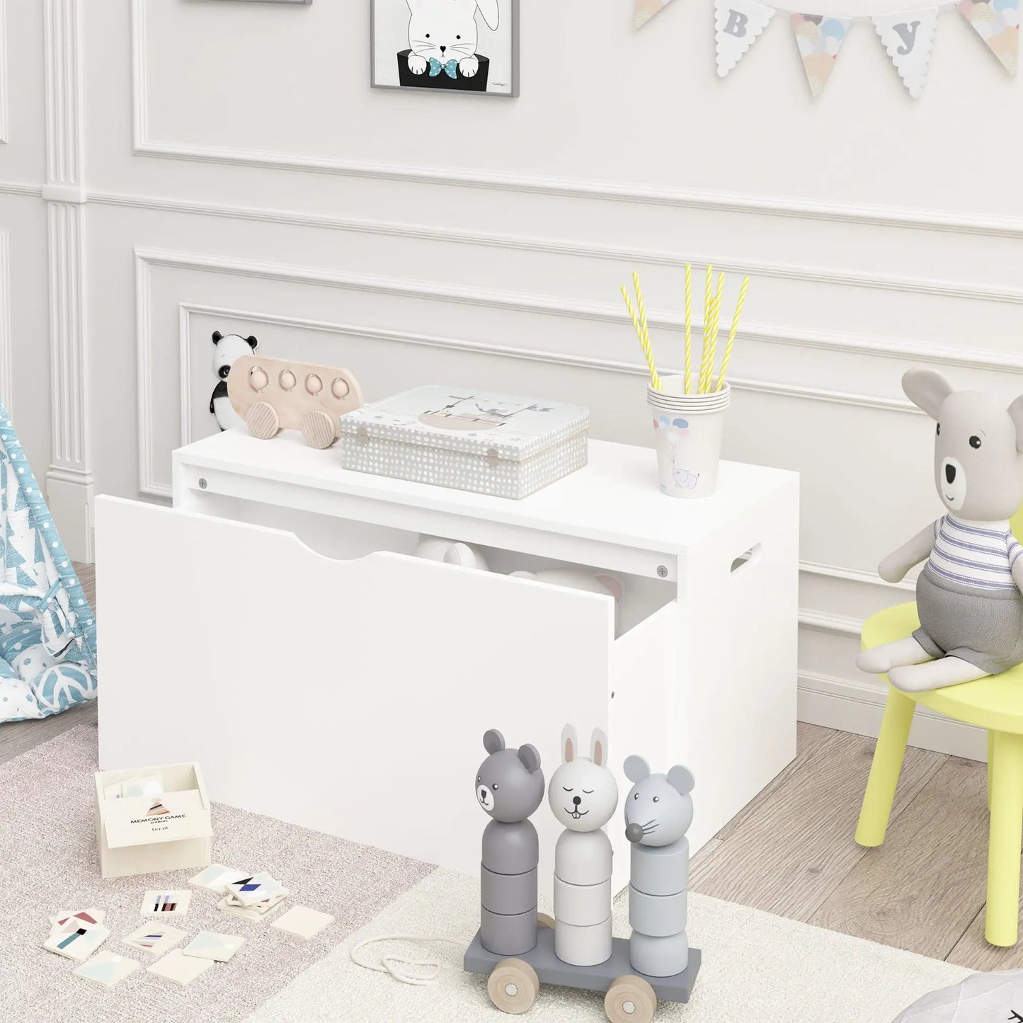 Toy Storage Organizer Rolling Drawer Chest White