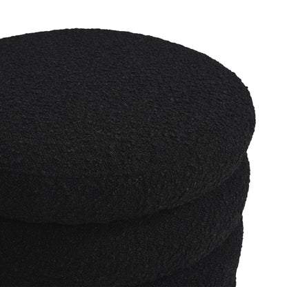 Fuji oversized round storage ottoman in black textured fabric by HouseOfZazla on Tampa Home & Garden Store