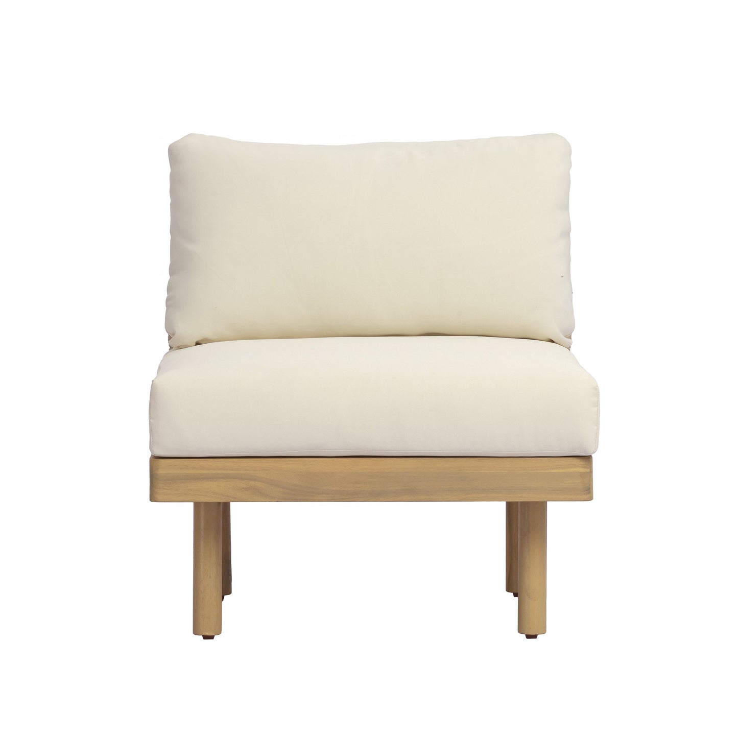 Acacia Wood Outdoor Armless Chair With A Cushion