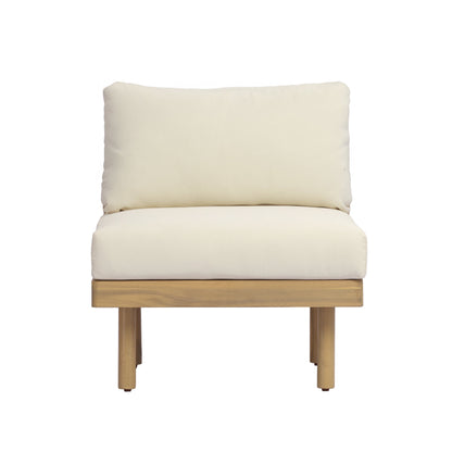 Acacia Wood Outdoor Armless Chair With A Cushion