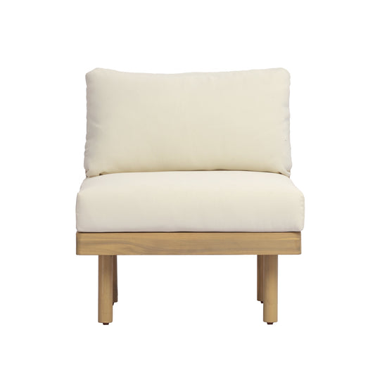 Acacia Wood Outdoor Armless Chair With A Cushion