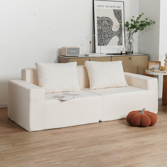 No Installation&Convertible Living room foam sofa chair Loveseat Twin Size with Armrests Removable and Machine Washable Cover - Tampa Home & Garden Store