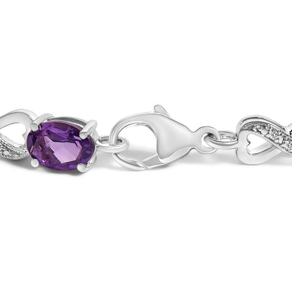 Sterling silver infinity-link bracelet with purple amethyst and diamonds 7-inch, Bids.com on Tampa Home & Garden Store