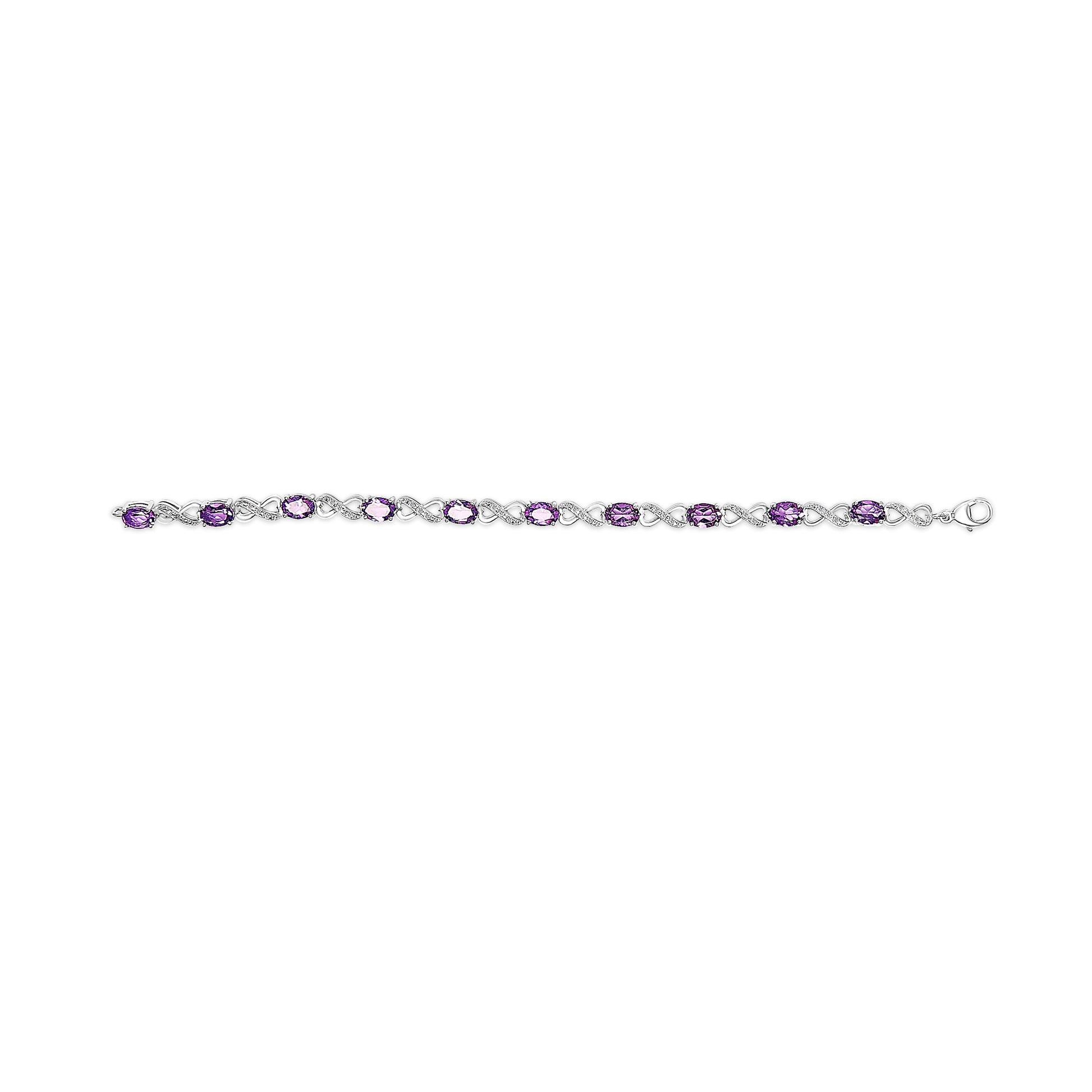 Sterling silver bracelet with purple amethyst and diamond accents, infinity links, 7in on Tampa Home & Garden Store
