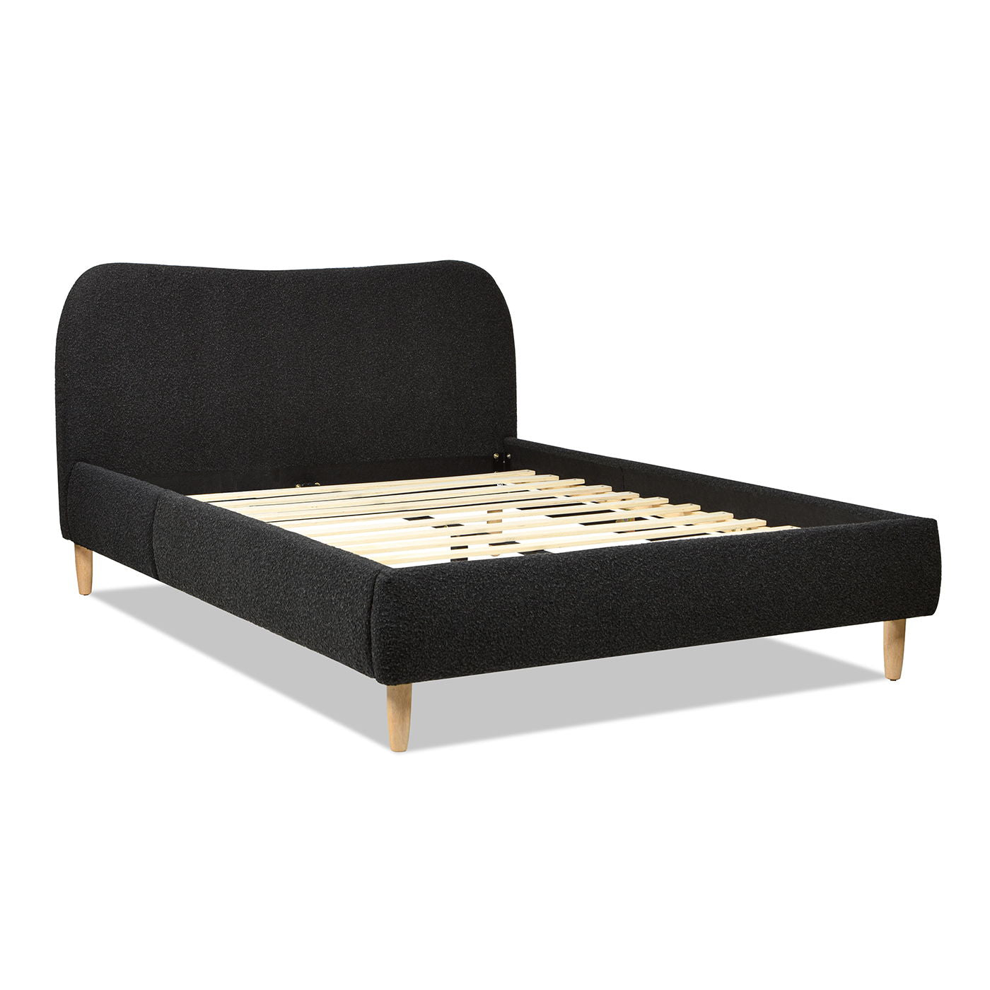 Curved Headboard and Upholstered Platform Bed
