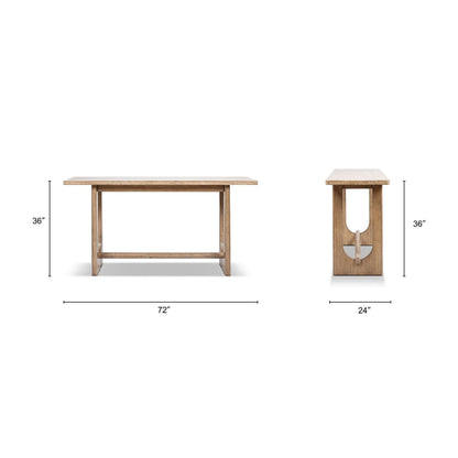Reclaimed pine trestle console table with open base in antique brown, 72in long on Tampa Home & Garden Store