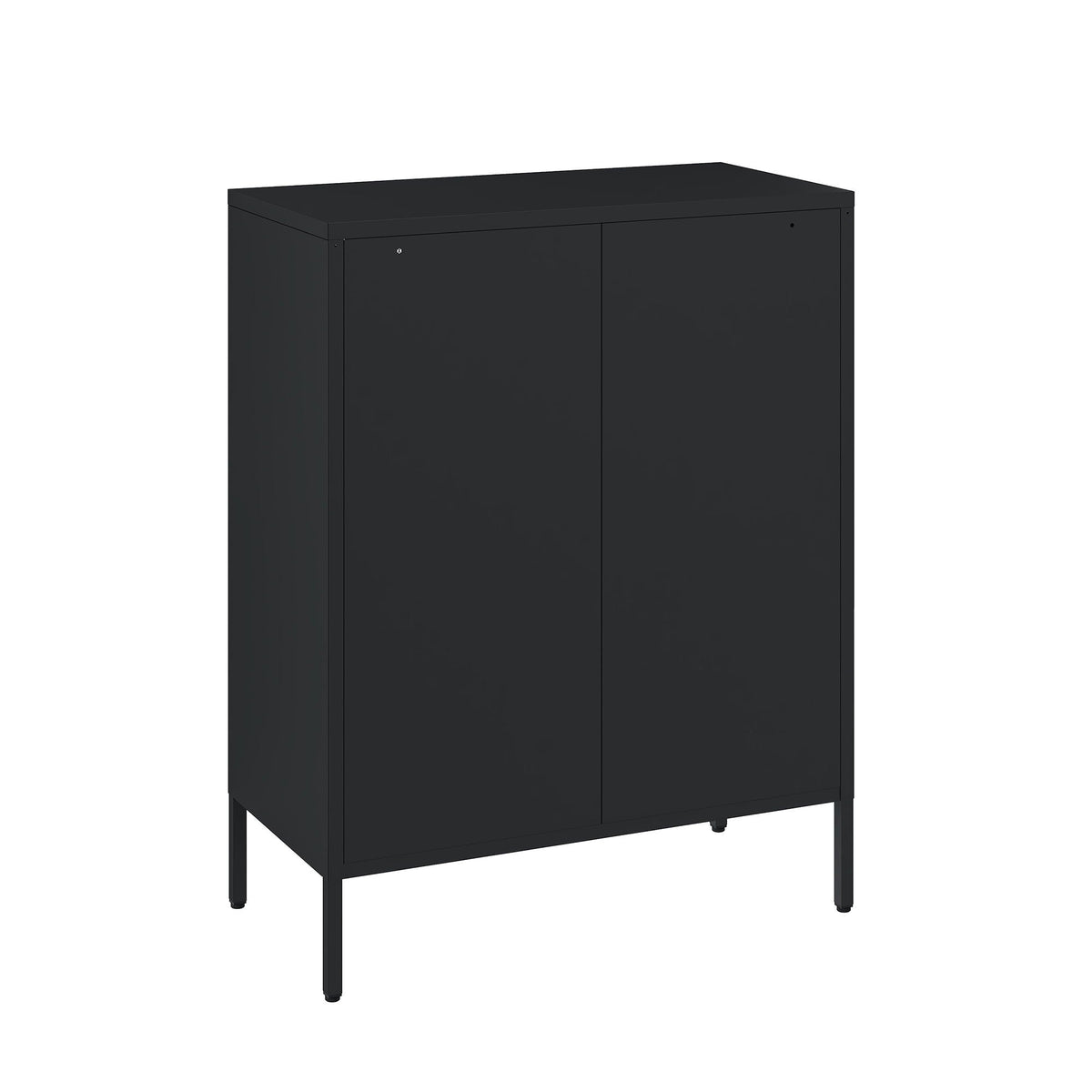 Metal accent cabinet black finish with two doors and slim legs, adjustable shelves HouseOfZazla on Tampa Home & Garden Store