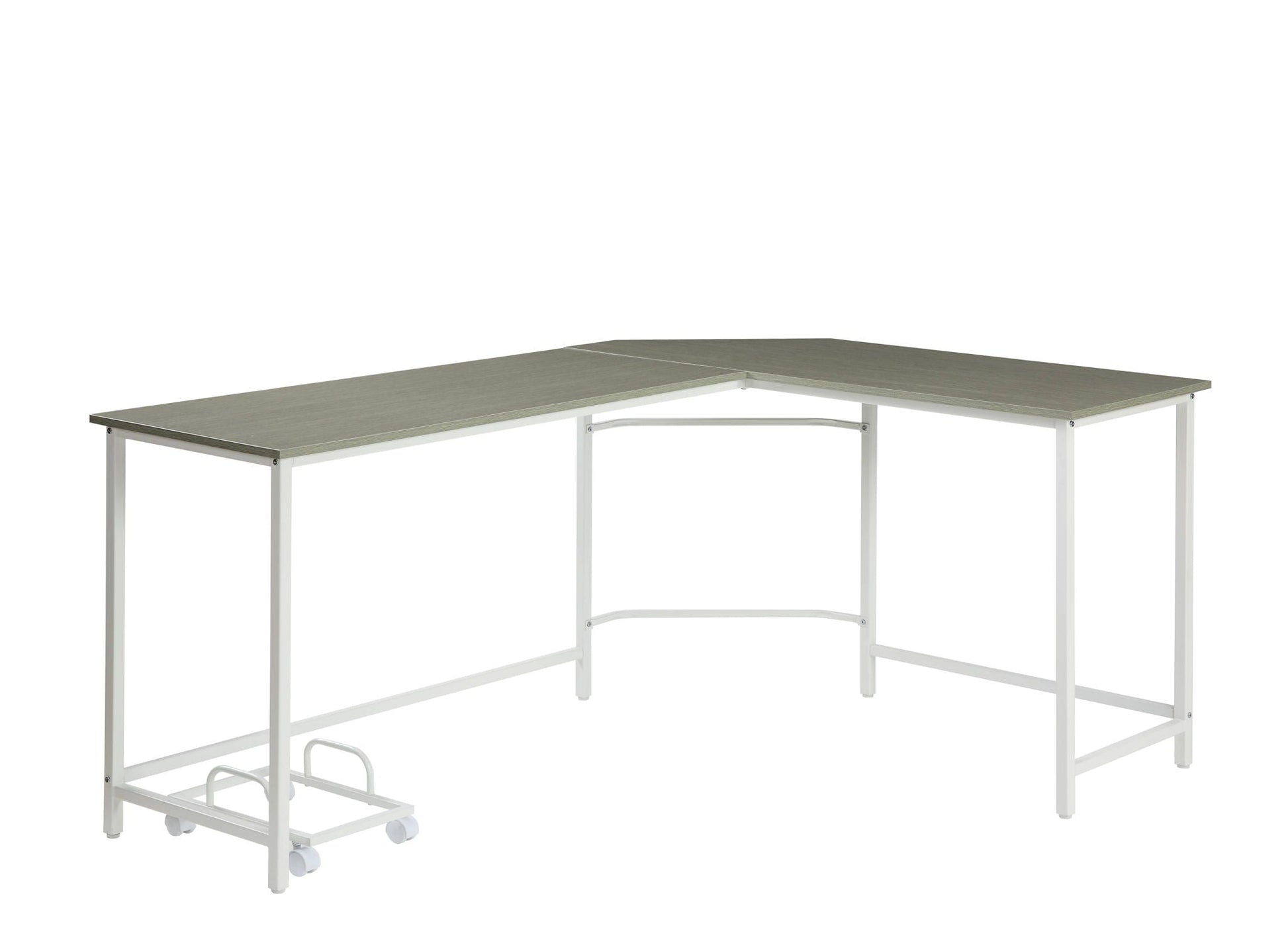 Bambina computer desk L-shaped corner with grey woodgrain top on frame and mobile cart on Tampa Home & Garden Store