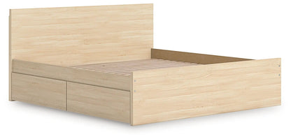 Onita Panel Platform Bed with two under-bed drawers natural oak finish Unique Piece Furniture on Tampa Home & Garden Store