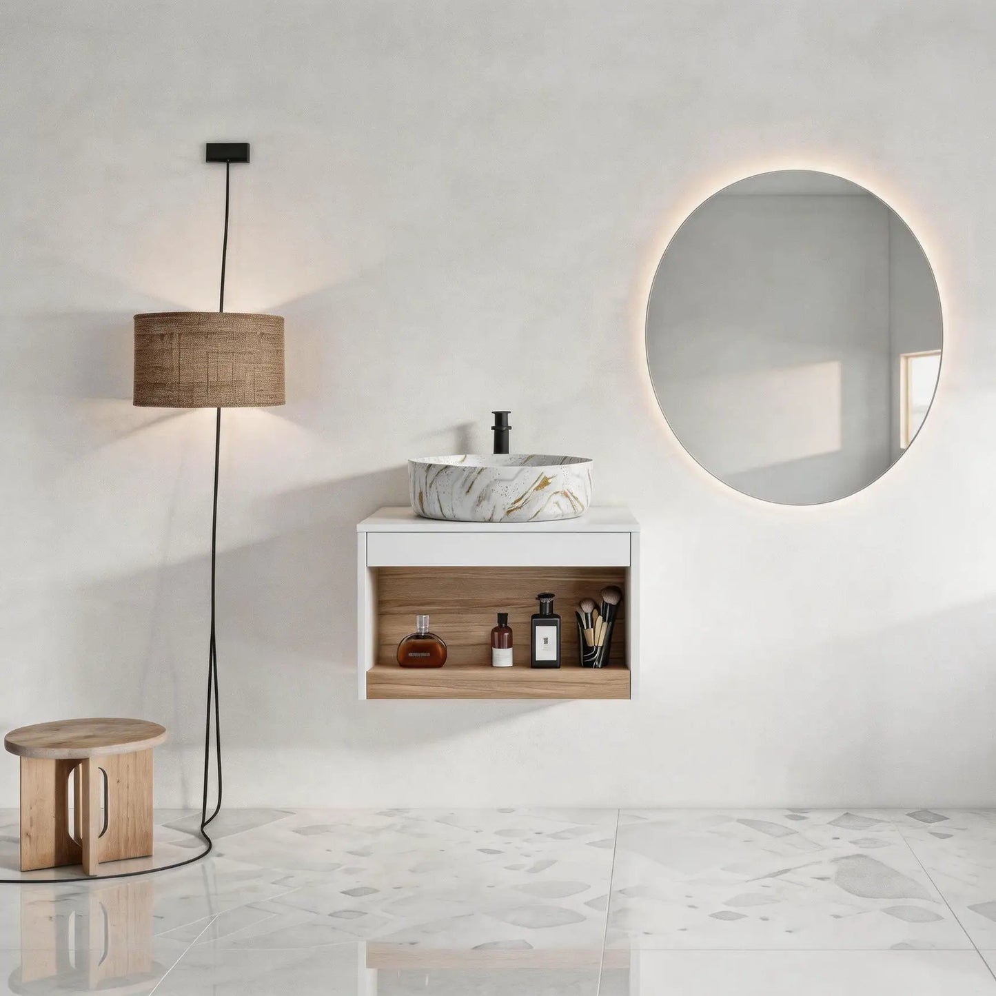 Floating Bathroom Vanity with Vessel Sink
