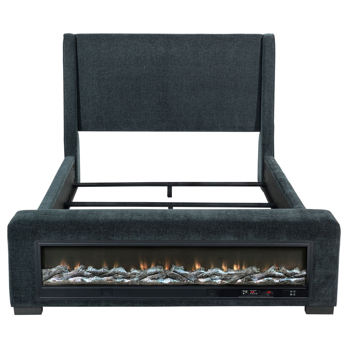 Modern Bed with Visual Flames and Bluetooth Audio