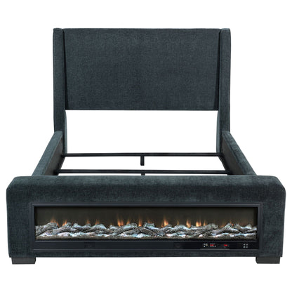 Modern Bed with Visual Flames and Bluetooth Audio