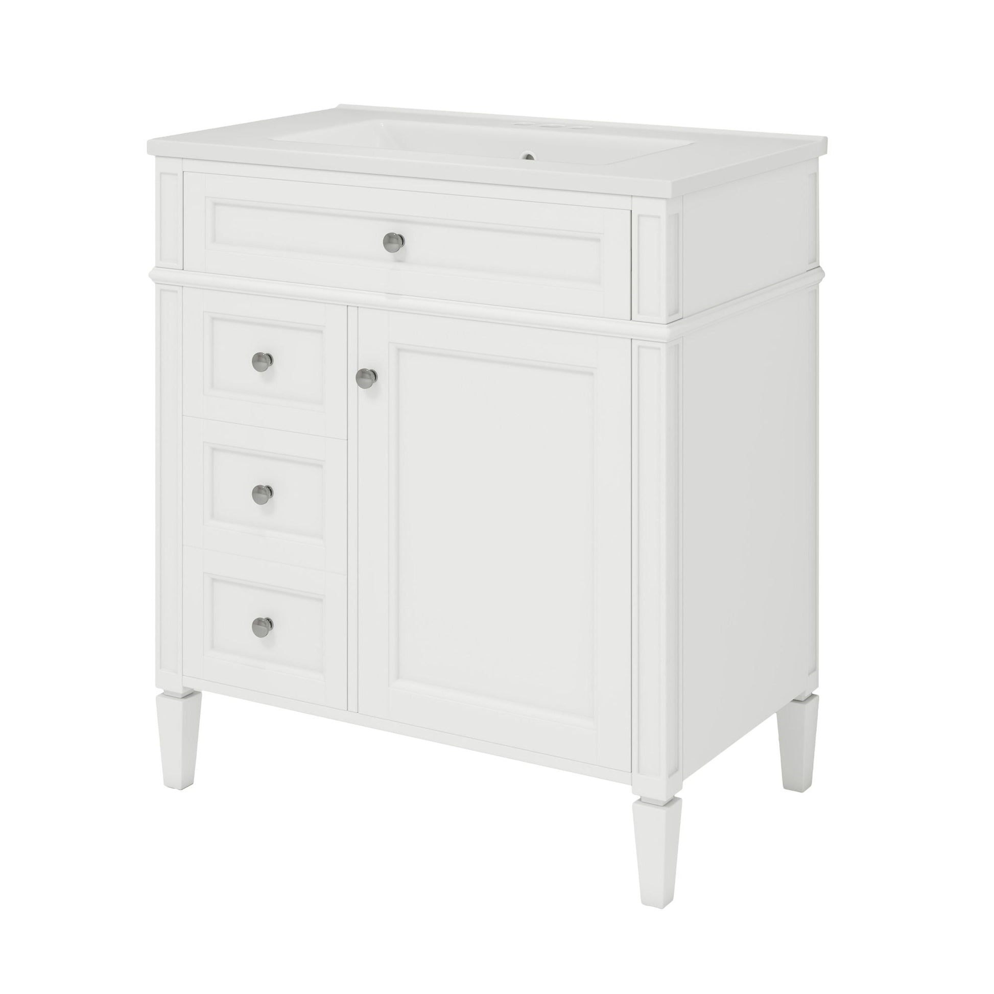 Bathroom vanity with medicine cabinet white shaker style, 2 soft-close doors and 4 drawers on Tampa Home & Garden Store