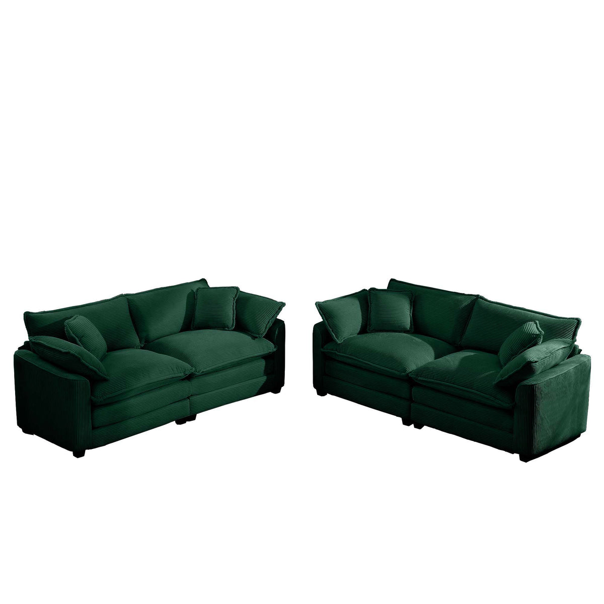 Elegant oversized sectional sofa set by HouseOfZazla in emerald green fabric with deep seats, 3-piece layout on Tampa Home & Garden Store