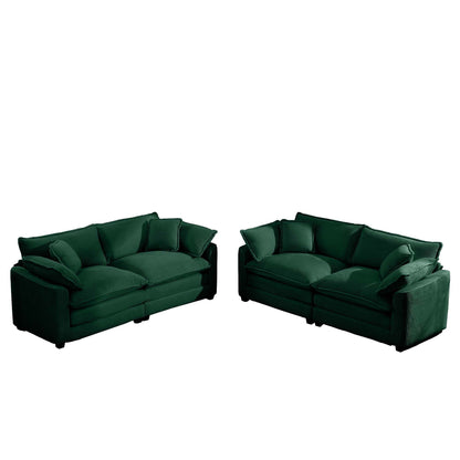 Elegant oversized sectional sofa set by HouseOfZazla in emerald green fabric with deep seats, 3-piece layout on Tampa Home & Garden Store