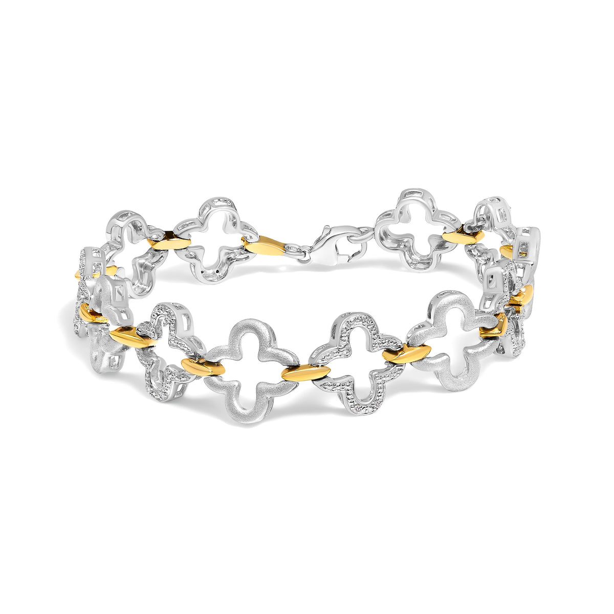 Tennis bracelet in two-tone .925 silver with 1/10 ct diamonds, I1-I2 clarity, 7 inch on Tampa Home & Garden Store