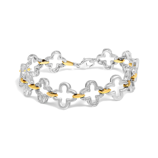 Tennis bracelet in two-tone .925 silver with 1/10 ct diamonds, I1-I2 clarity, 7 inch on Tampa Home & Garden Store
