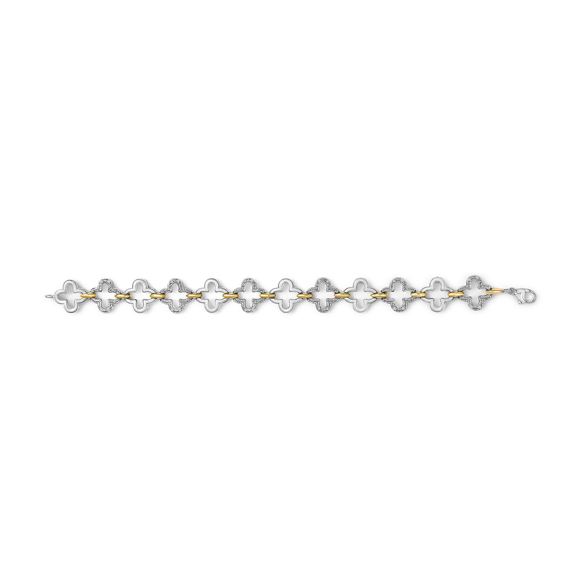 Bracelet two-tone .925 sterling silver flower-link diamond tennis, 7 in, 1/10 ct tw on Tampa Home & Garden Store