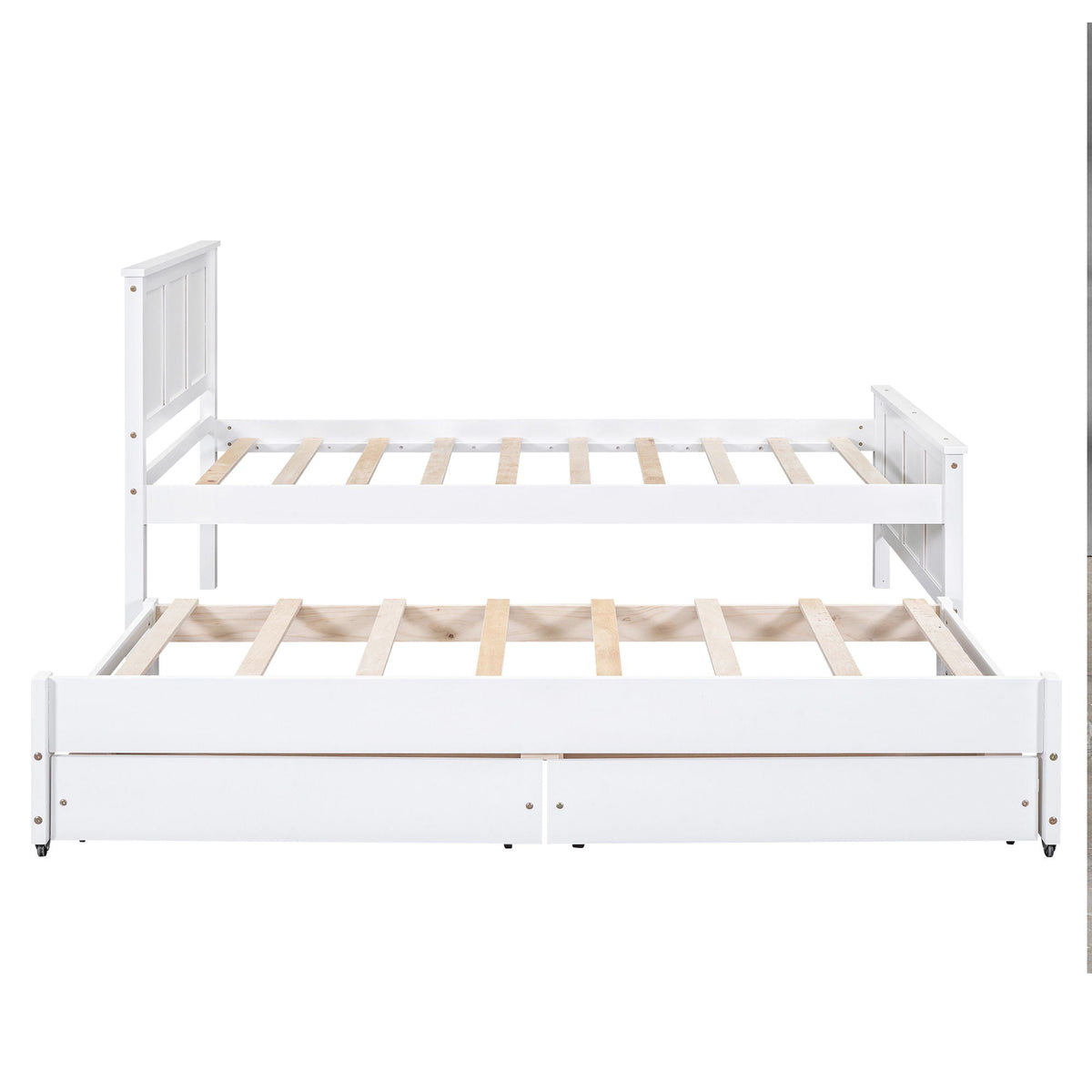 Platform bed with trundle and two drawers white wood HouseOfZazla on Tampa Home & Garden Store