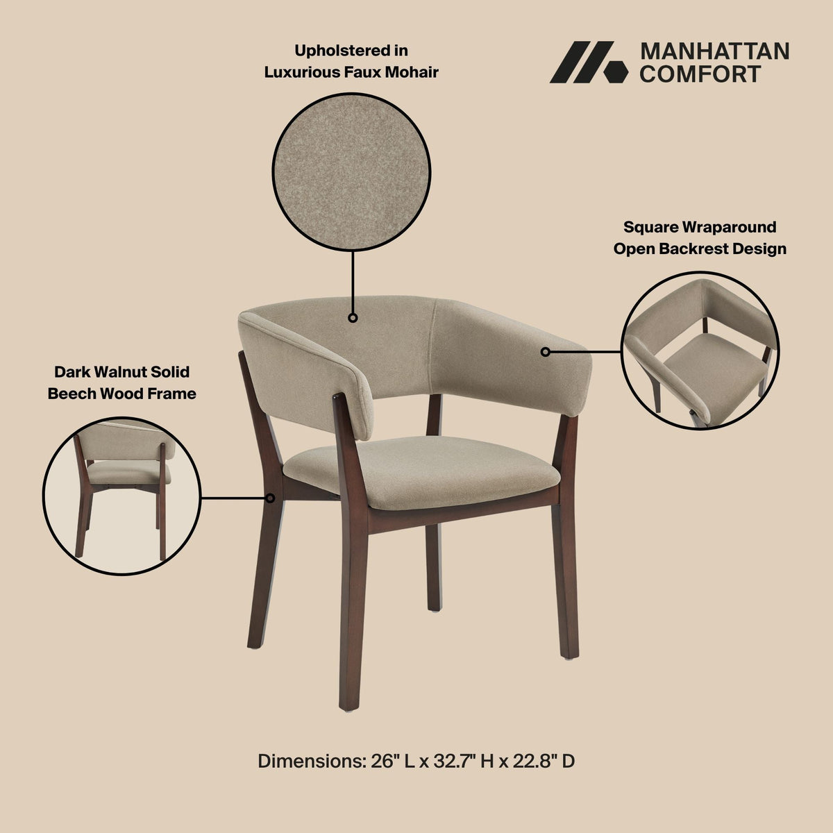 Blake Solid Beech Wood Modern Dining Armchair