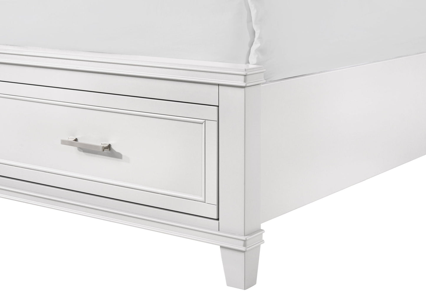 Ample Storage Bed with X Headboard and Wood Base