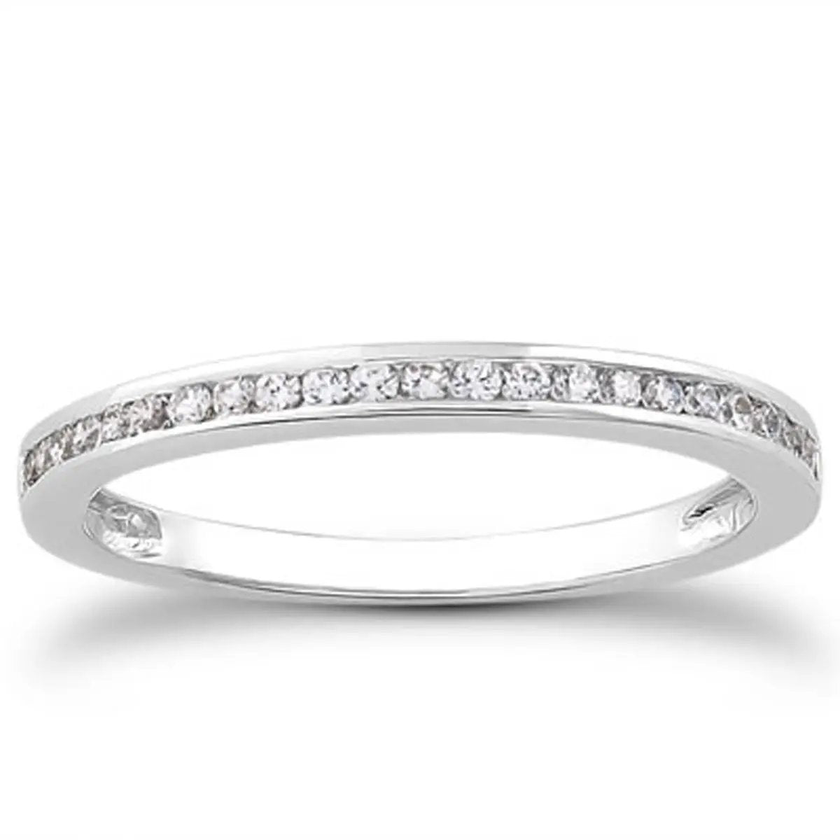 14k white gold slender channel-set diamond wedding ring band half around on Tampa Home & Garden Store