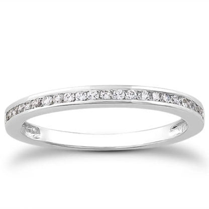 14k white gold slender channel-set diamond wedding ring band half around on Tampa Home & Garden Store