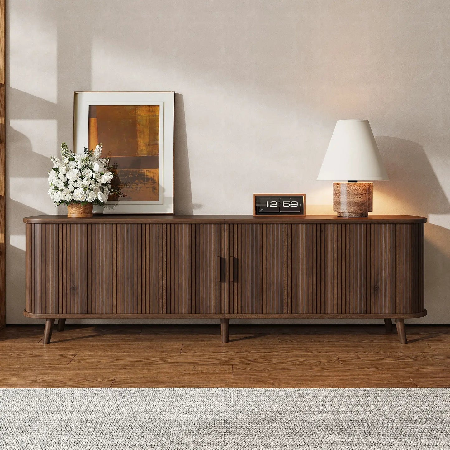 70in TV Stand dark brown wood with slat fronts and ample storage Unique Piece Furniture on Tampa Home & Garden Store