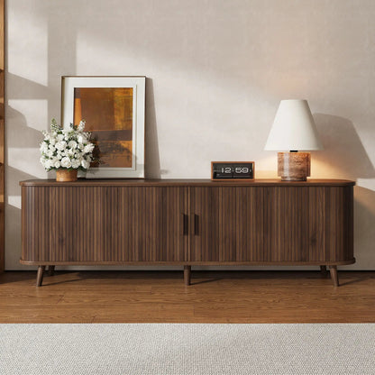 70in TV Stand dark brown wood with slat fronts and ample storage Unique Piece Furniture on Tampa Home & Garden Store