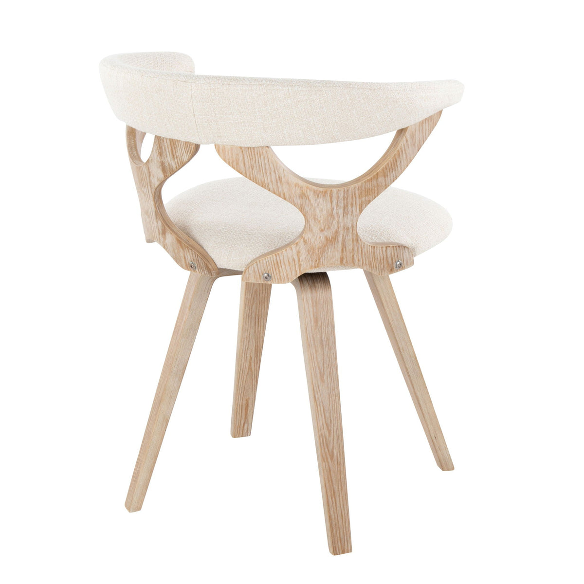 Mid Century Modern Swivel Dining Chair beige upholstery with natural wood base on Tampa Home & Garden Store