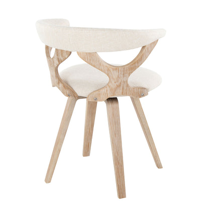 Mid Century Modern Swivel Dining Chair beige upholstery with natural wood base on Tampa Home & Garden Store