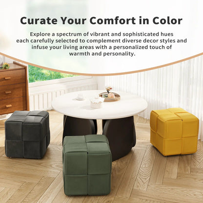 Modern Ottoman Foot Rest with Woven Design