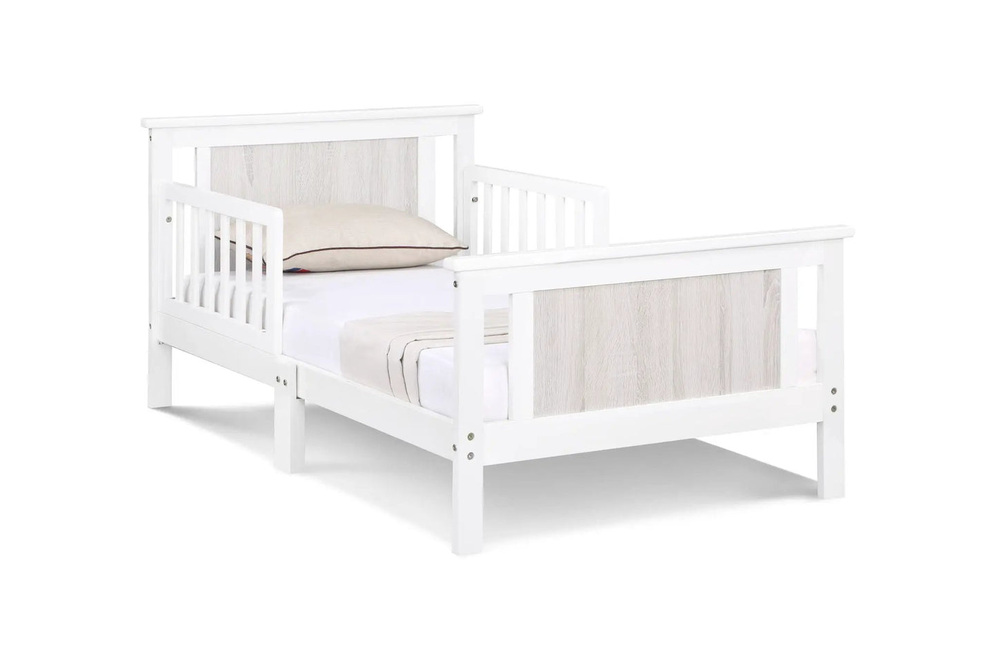 Connelly Reversible Panel Toddler Bed white wood with gray panels by Unique Piece Furniture on Tampa Home & Garden Store