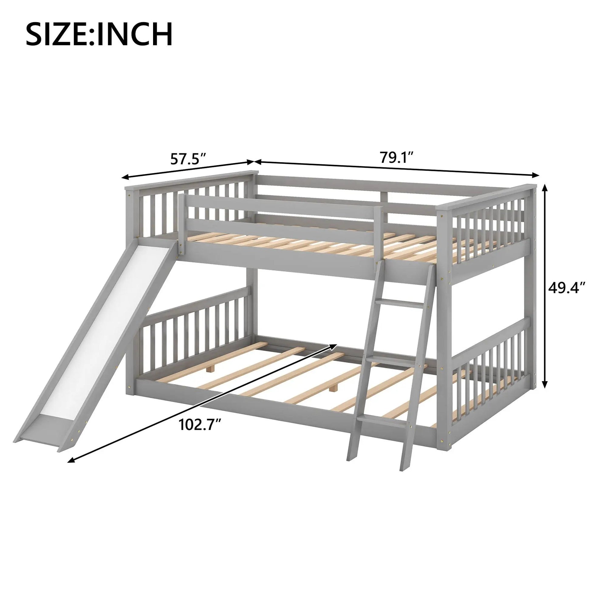 Bunk Bed with Convertible Slide and Ladder in gray wood by Unique Piece Furniture on Tampa Home and Garden Store