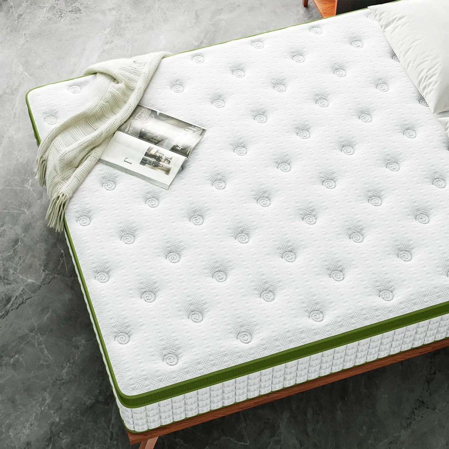 12-inch Gel Memory Foam Hybrid Mattress by Unique Piece Furniture with green edge on Tampa Home & Garden Store